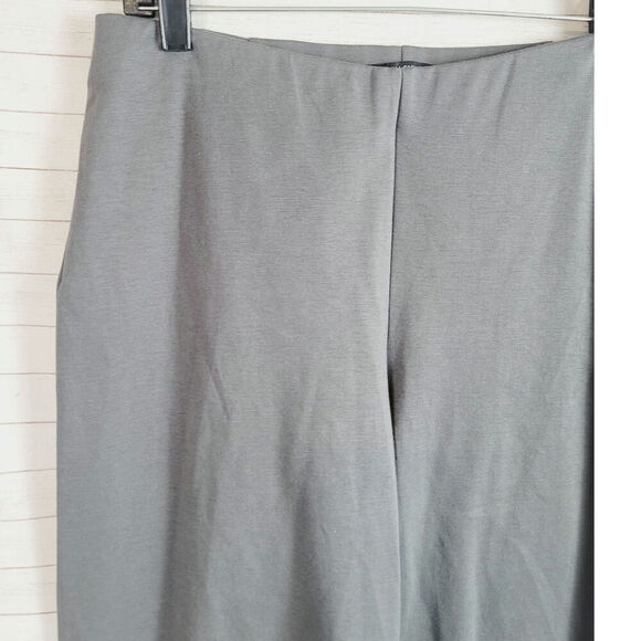 EILEEN FISHER WIDE LEG CROPPED KNIT PANTS IN GRAY, SZ MEDIUM - Picture 2 of 16